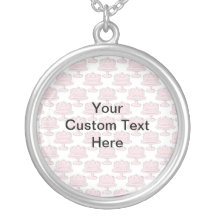Pink Cake Pattern with Custom Text. Personalised Necklace