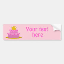 Pink Cake With Crown Birthday Bumper Sticker