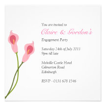 Pink Calla Lilies Engagement Party -white Announcements