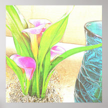 Pink Calla Lily Flowers Poster