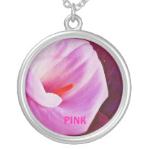 Pink Calla Lily Personalized Necklace