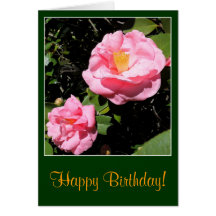 Pink Camellia Birthday Card