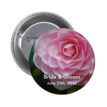 Pink Camellia Bride & Groom Button