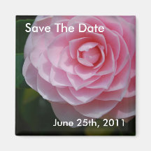 Pink Camellia Save The Date Magnet
