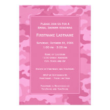 Pink Camo Bridal Shower or Engagement Party Personalized Announcements
