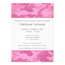 Pink Camo Bridal Shower or Engagement Party Personalized Invitation