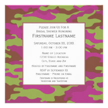 Pink Camo Bridal Shower or Engagement Party Custom Announcement