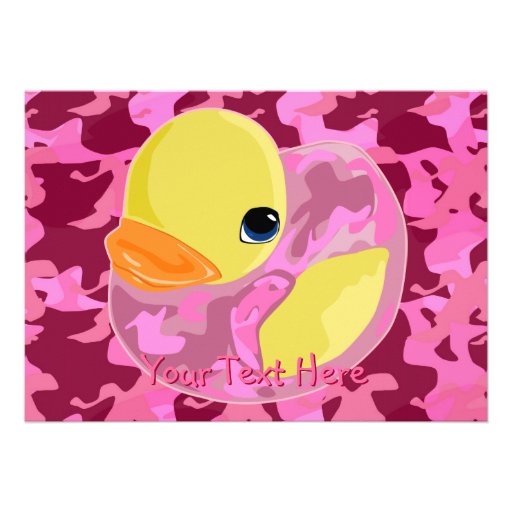 Pink Camo Ducky Personalised Invite