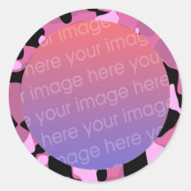 pink camouflage photo frame stickers