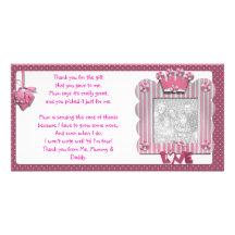 Pink candystripe frame Thank You Card from baby Photo Card Template
