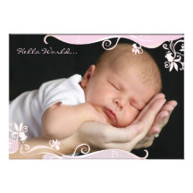 Pink Caress Photo Birth Announcement