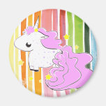 Pink cartoon unicorn with stars magnet