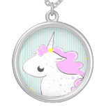 Pink cartoon unicorn with stars Necklace