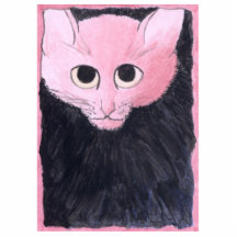Pink Cat. Watercolor painting. Photo Cut Outs