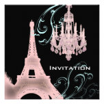 Pink Chandelier Paris  Wedding Invitation template