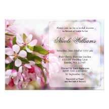 Pink Cherry Blossom Bridal Shower Announcement