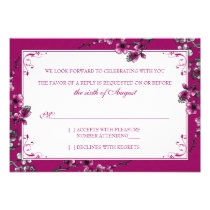 Pink Cherry Blossom Floral Wedding RSVP Reply Card invitations