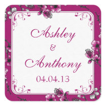 Pink Cherry Blossom Floral Wedding Seal Stickers stickers