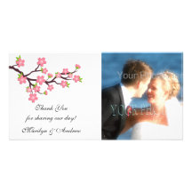 Pink Cherry Blossom Photo Card