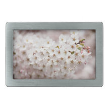 Pink Cherry Blossom Rectangular Belt Buckles