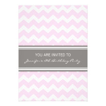 Pink Chevron 18th Birthday Party Invitations