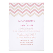 Pink Chevron Wedding Invitation