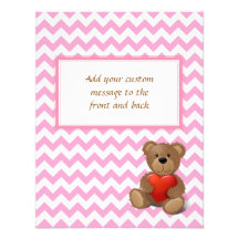 Pink Chevron Zigzag Teddy bear Personalized Invitations
