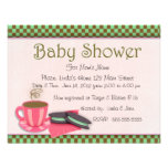Pink, chocolate and mint baby shower invite