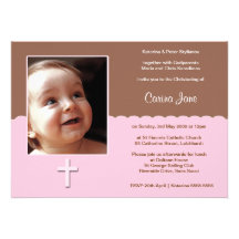 Pink Chocolate Christening Invitations