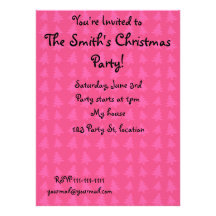 Pink christmas tree pattern personalised invitation