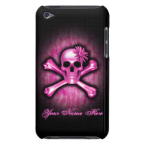 Pink Chrome Skull and Crossbones iPod Touch Case