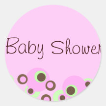 Pink Circle Design Baby Shower Sticker/seal