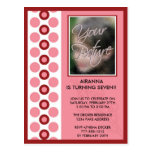 Pink Circles Birthday Invitation Post Card