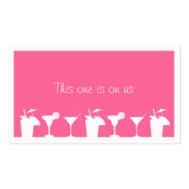 Pink cocktail wedding event custom drink ticket business cards