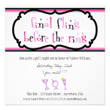 Pink Cocktails Bachelorette Party Invitations