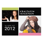 Pink colour block photo graduation announcement