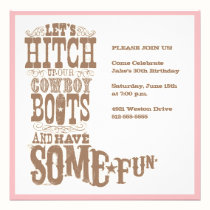 Pink Cowboy Boot Invitations invitations