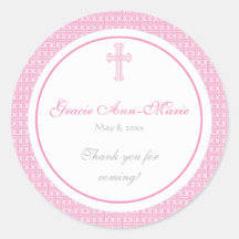 Pink Cross Address Label/Favour Sticker