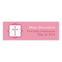 Pink Cross Communion Small Tag Business Card Templates