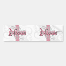 Pink Cross/Swirl Nurse Bumper Stickers