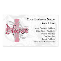 Pink Cross/Swirl Nurse Business Card Template