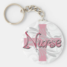 Pink Cross/Swirl Nurse Keychain