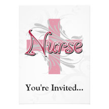 Pink Cross/Swirl Nurse Personalised Announcements