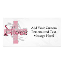 Pink Cross/Swirl Nurse Personalized Photo Card