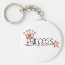 Pink Crown and Wand Princess Keychains