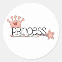 Pink Crown and Wand Princess Stickers