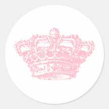 Pink Crown Round Sticker