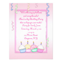 Pink Cupcake Birthday Announcement