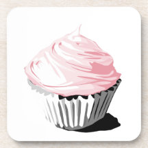 Pink cupcake cork coaster