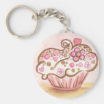Pink Cupcake Heart Keychain